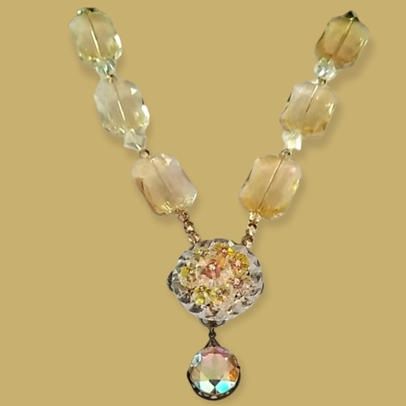 NWT Repurposed Hand Crafted Vintage Jewelry Assemblage Crystal Necklace - Picture 2 of 16
